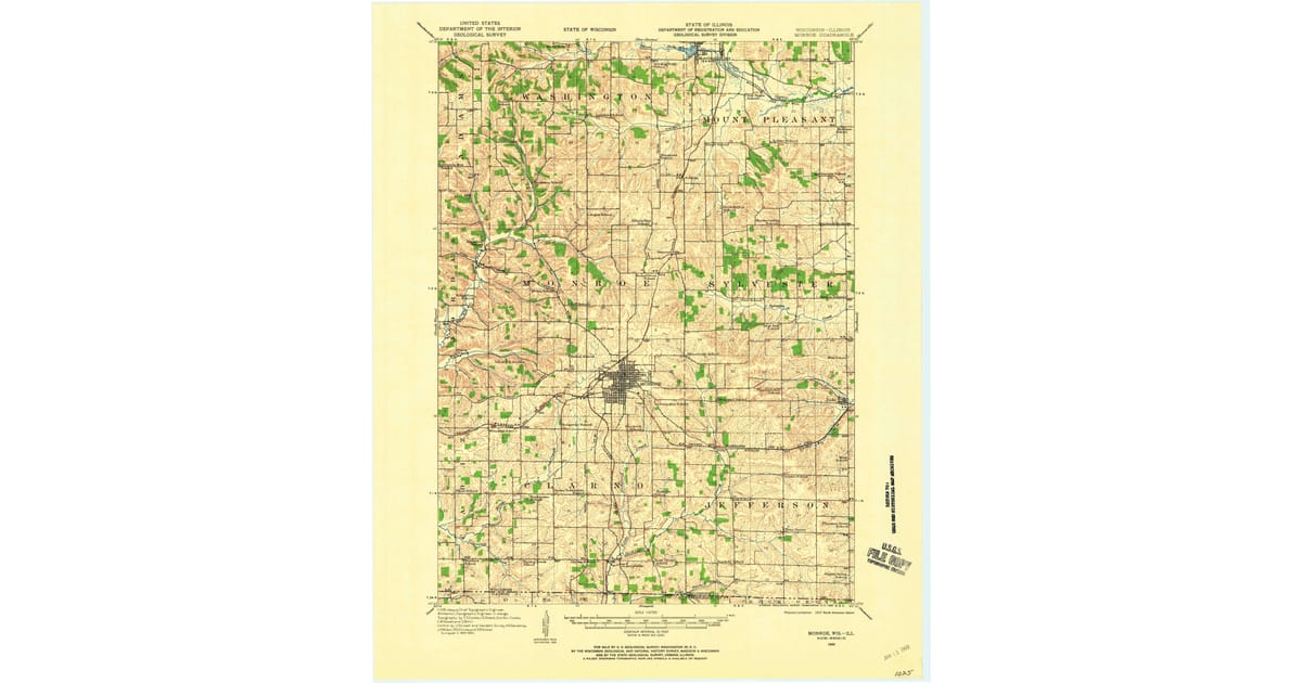 Old Maps of Monticello WI for - Monroe Green County Wi Usgs Topo 1920 P1960 Og 1200x630