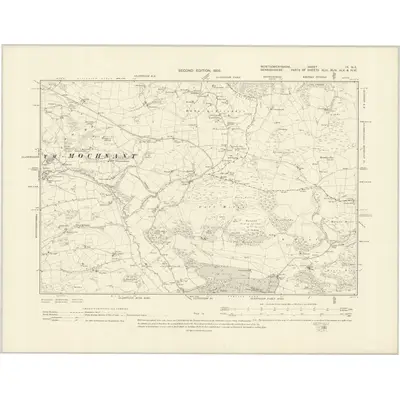 1900 Map of Montgomeryshire IX.NE, 1902 Print