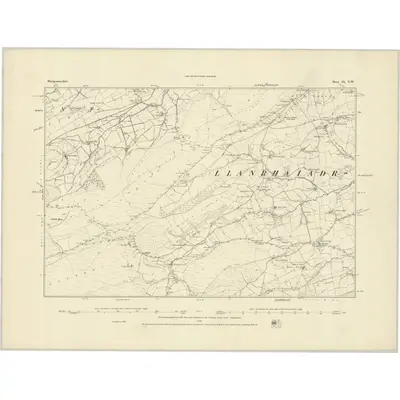 1885 Map of Montgomeryshire IX.NW, 1886 Print