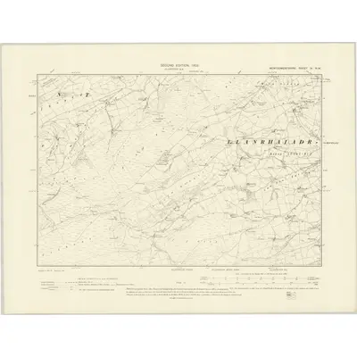 1900 Map of Montgomeryshire IX.NW, 1902 Print