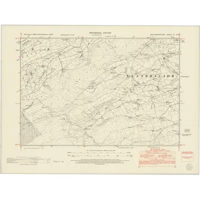 1949 Map of Montgomeryshire IX.NW, 1953 Print