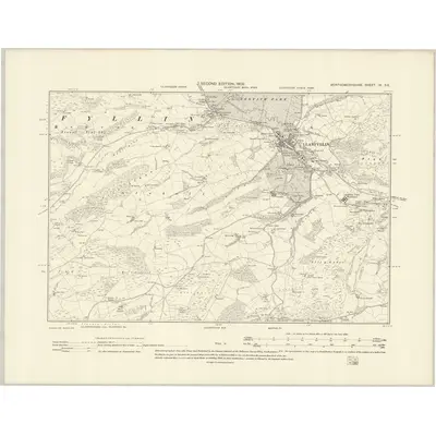 1900 Map of Montgomeryshire IX.SE, 1902 Print