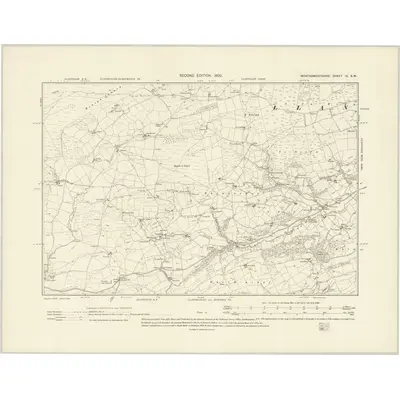 1900 Map of Montgomeryshire IX.SW, 1902 Print