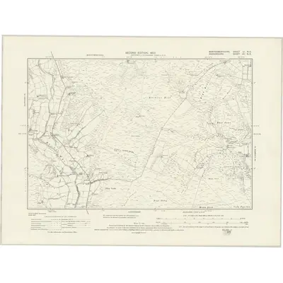 1901 Map of Montgomeryshire LI.NE, 1931 Print