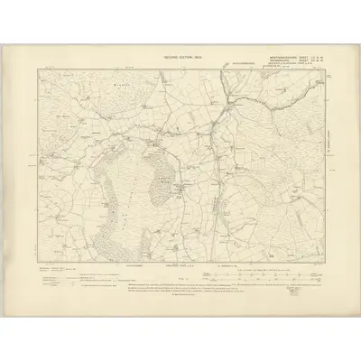 1901 Map of Montgomeryshire LII.NW, 1903 Print