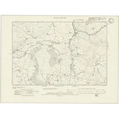 1901 Map of Montgomeryshire LII.NW, 1933 Print
