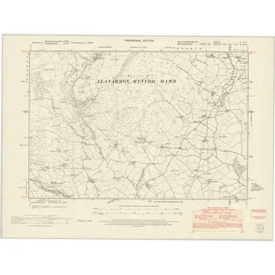 1949 Map of Montgomeryshire V.NE, 1953 Print