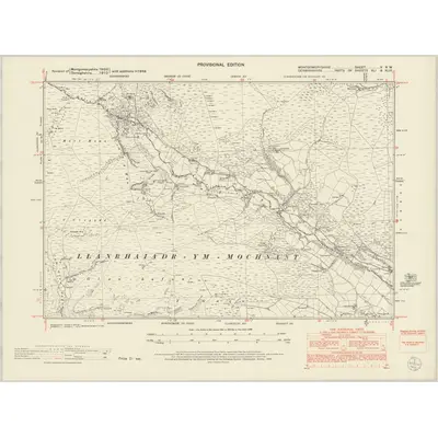 1949 Map of Montgomeryshire V.NW, 1953 Print