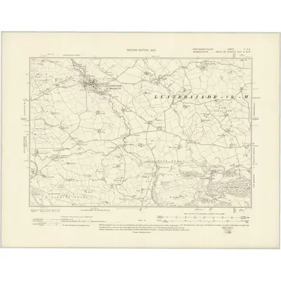 1900 Map of Montgomeryshire V.SE, 1902 Print