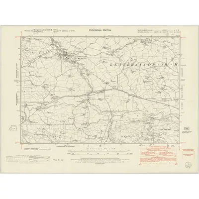 1949 Map of Montgomeryshire V.SE, 1953 Print