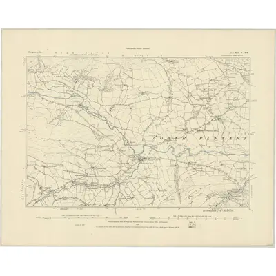 1885 Map of Montgomeryshire V.SW, 1886 Print