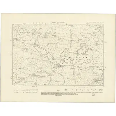 1900 Map of Montgomeryshire V.SW, 1902 Print