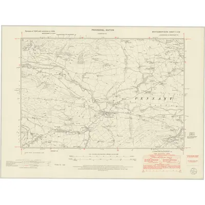 1949 Map of Montgomeryshire V.SW, 1953 Print