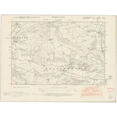 1949 Map of Montgomeryshire VI.SW, 1953 Print