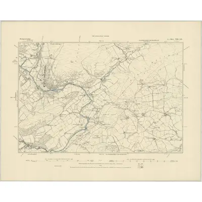 1885 Map of Montgomeryshire VIII.SE, 1886 Print