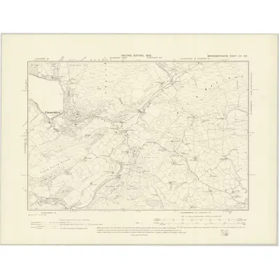 1900 Map of Montgomeryshire VIII.SE, 1902 Print