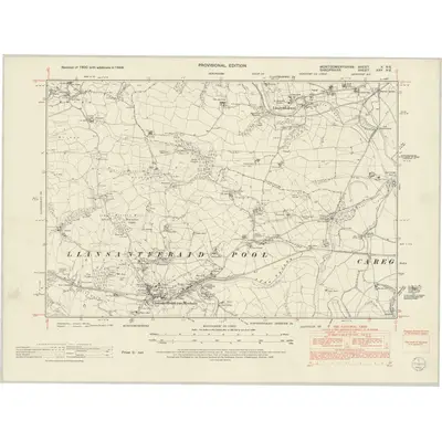 1949 Map of Montgomeryshire X.NE, 1953 Print