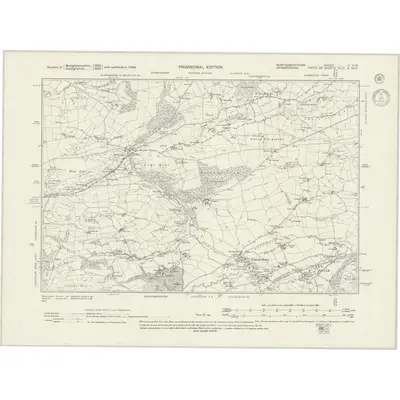 1938 Map of Montgomeryshire X.NW, 1943 Print