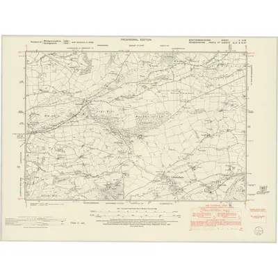 1949 Map of Montgomeryshire X.NW, 1953 Print