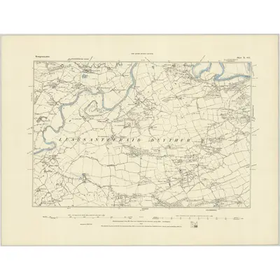 1874 Map of Montgomeryshire X.SE, 1887 Print