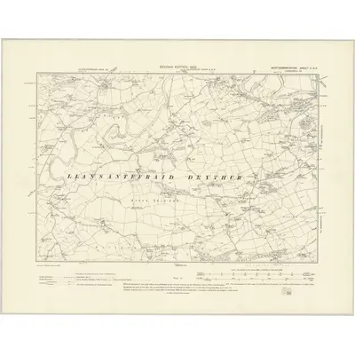 1900 Map of Montgomeryshire X.SE, 1902 Print