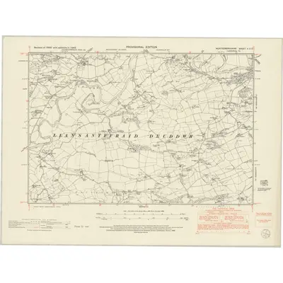 1949 Map of Montgomeryshire X.SE, 1953 Print