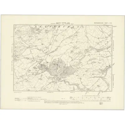 1900 Map of Montgomeryshire X.SW, 1902 Print