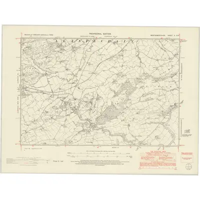 1949 Map of Montgomeryshire X.SW, 1953 Print