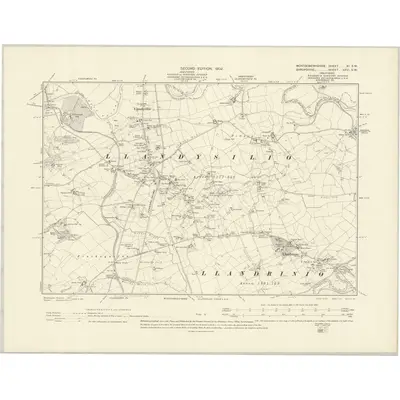 1900 Map of Montgomeryshire XI.SW, 1902 Print