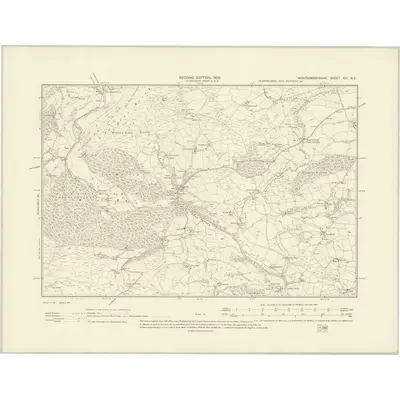 1900 Map of Montgomeryshire XIII.NE, 1902 Print