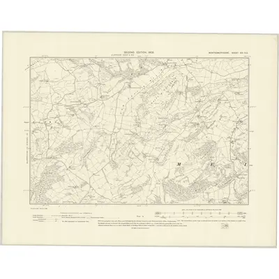 1900 Map of Montgomeryshire XIV.NE, 1902 Print