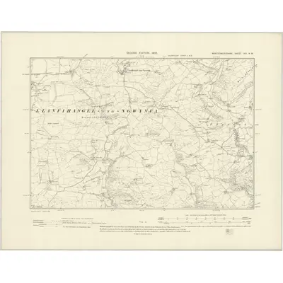 1900 Map of Montgomeryshire XIV.NW, 1902 Print