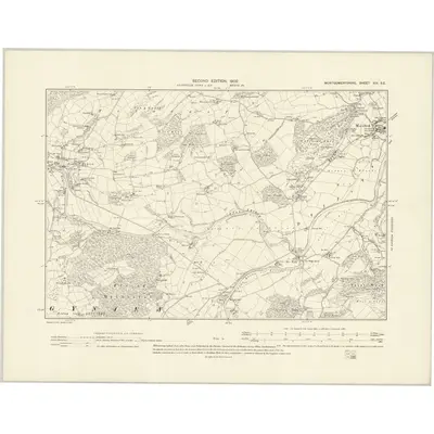 1900 Map of Montgomeryshire XIV.SE, 1902 Print