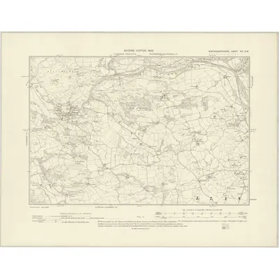 1900 Map of Montgomeryshire XIV.SW, 1902 Print
