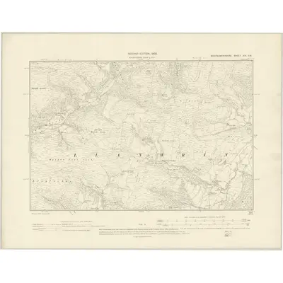 1900 Map of Montgomeryshire XIX.SW, 1902 Print