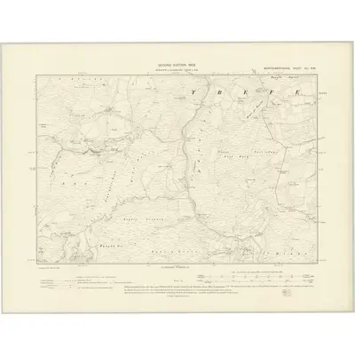 1901 Map of Montgomeryshire XLI.NW, 1903 Print