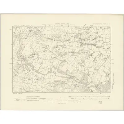 1901 Map of Montgomeryshire XLI.SE, 1903 Print