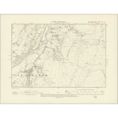 1901 Map of Montgomeryshire XLII.SE, 1903 Print
