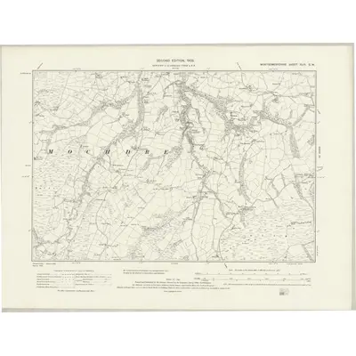 1901 Map of Montgomeryshire XLIII.SW, 1931 Print