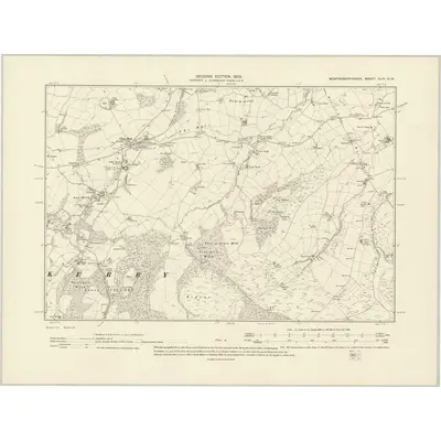 1901 Map of Montgomeryshire XLIV.NW, 1903 Print