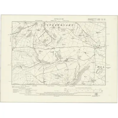1914 Map of Montgomeryshire XLV.NW, 1928 Print