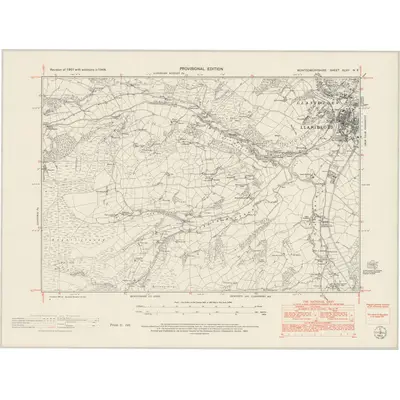 1948 Map of Montgomeryshire XLVII.NE, 1953 Print
