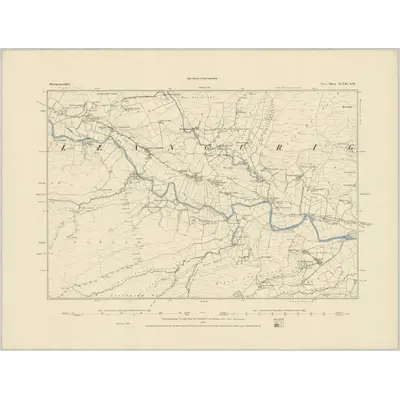 1885 Map of Montgomeryshire XLVII.SW, 1886 Print