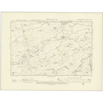 1900 Map of Montgomeryshire XV.NE, 1902 Print