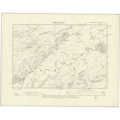 1900 Map of Montgomeryshire XV.NW, 1902 Print