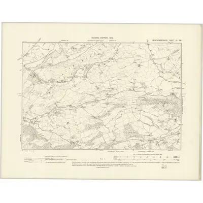 1900 Map of Montgomeryshire XV.SW, 1902 Print