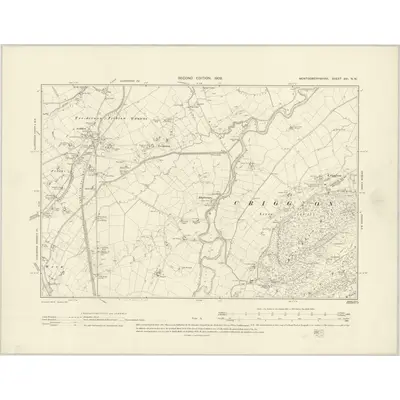 1900 Map of Montgomeryshire XVI.NW, 1902 Print