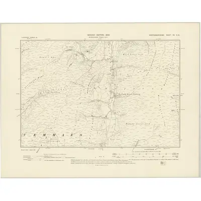 1900 Map of Montgomeryshire XX.NW, 1902 Print