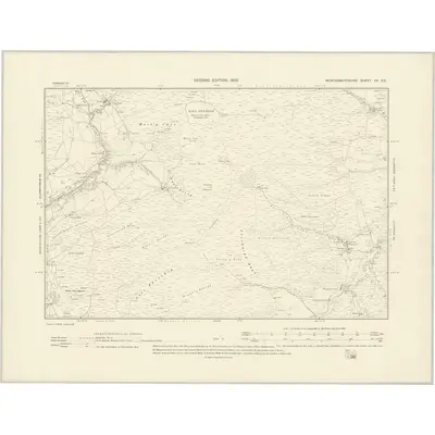 1900 Map of Montgomeryshire XX.SE, 1902 Print