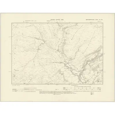 1900 Map of Montgomeryshire XX.SW, 1902 Print